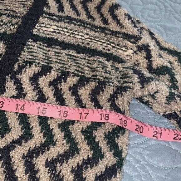 Maurices Womens M Open Front Cardigan Sweater Navy & Beige Zigzag Acrylic Blend - Picture 7 of 9